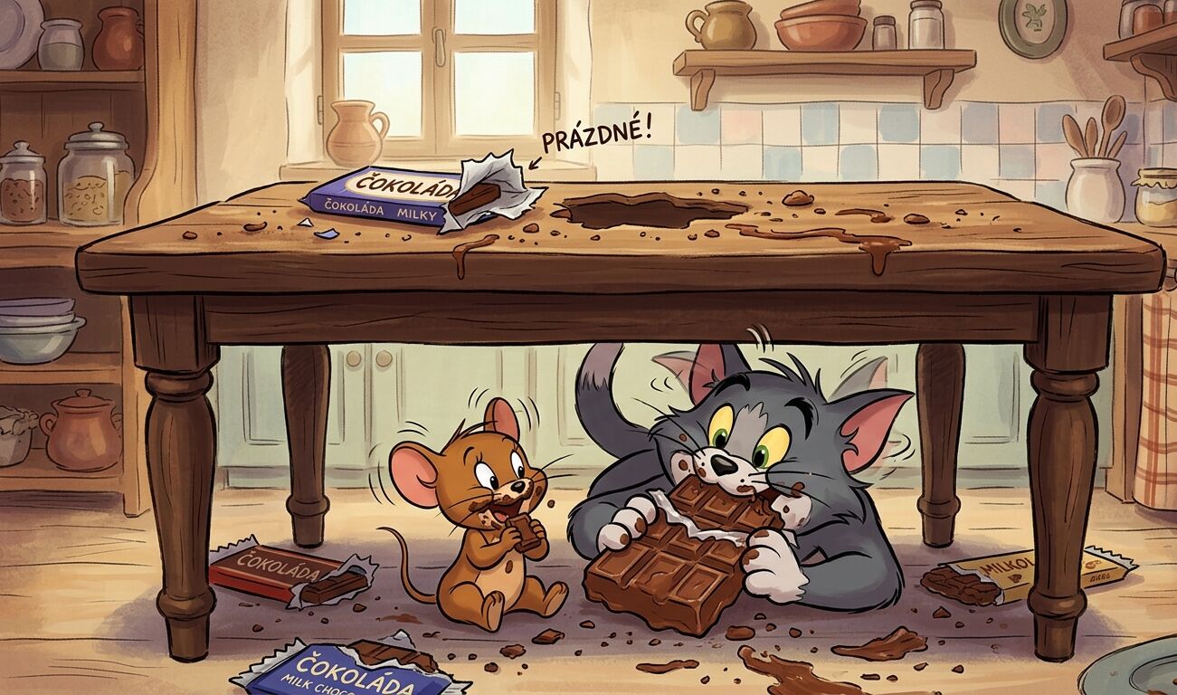 kocour a myska snedena cokolada