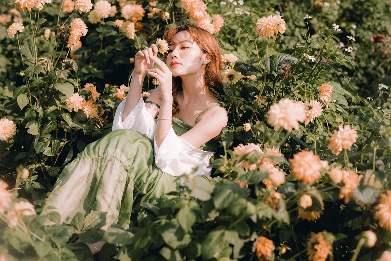 romantic woman meadow